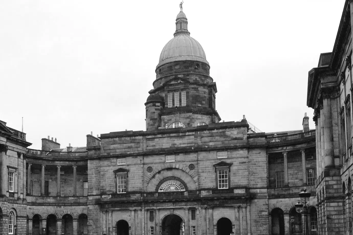 The quadrangle of Old College at the University of Edinburgh, with its dome behind